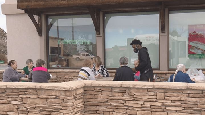 memory care vaccinated residents on outing