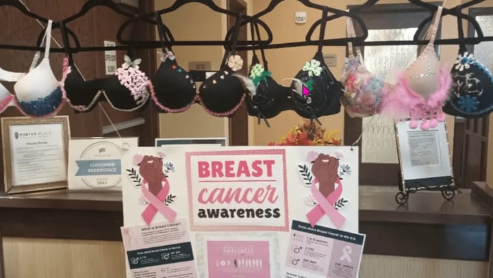 Porter Place Memory Care residents Bras for a Cause Breast Cancer Awareness