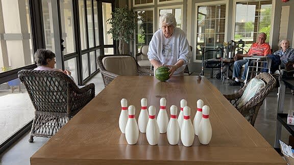 Resident table bowling at Liberty Place