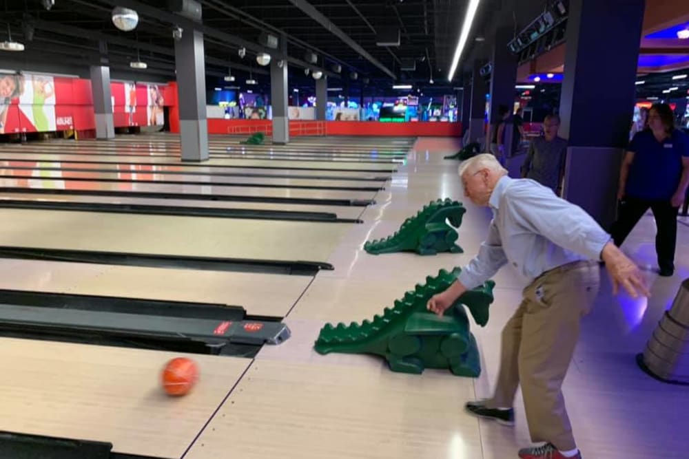 senior man bowling