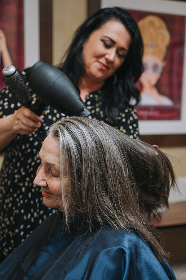 Woman getting her hair done