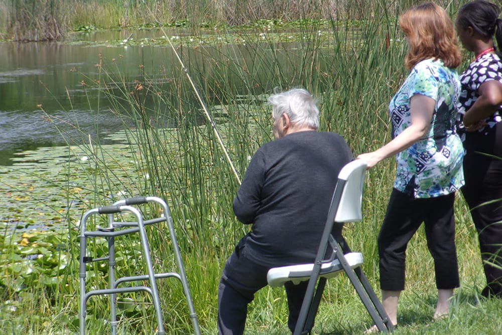 senior residents fishing
