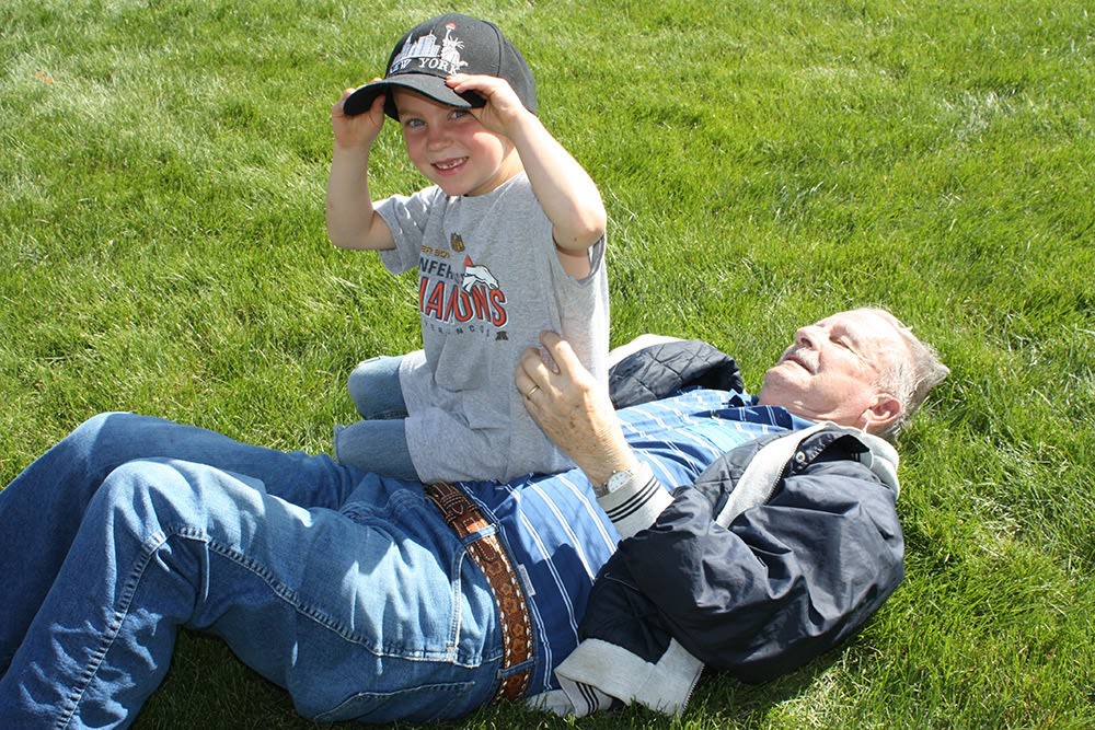 Grandpa playing with grandchild