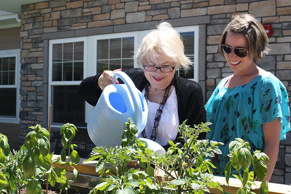 Garden at our senior care facility in Overland Park
