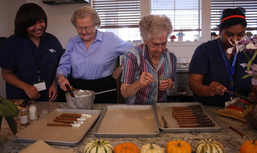 senior residents baking