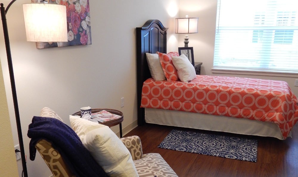 Spacious senior living bedrooms here at Willowbrook Place