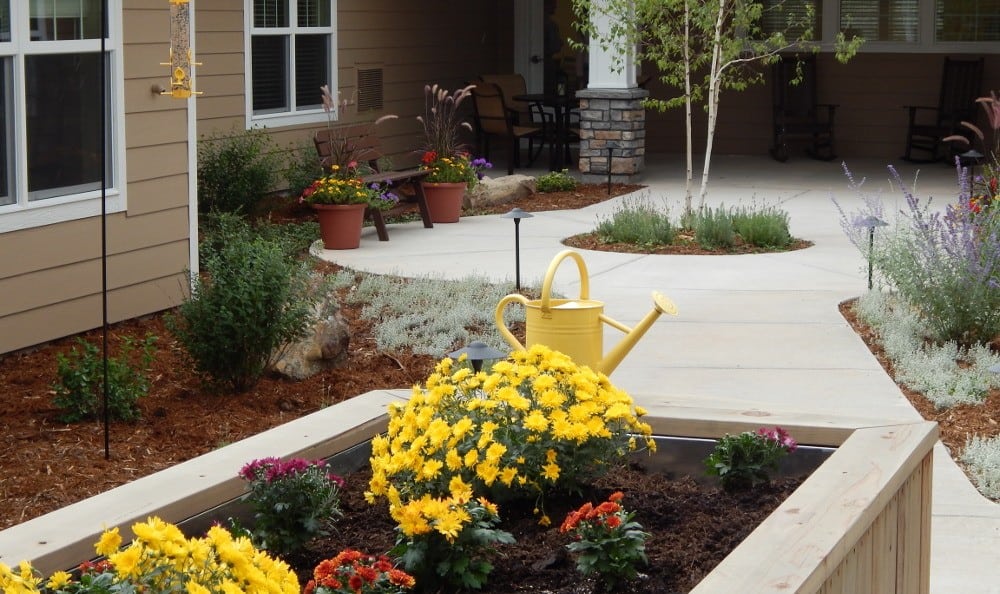 Courtyard at our senior care facility in Littleton