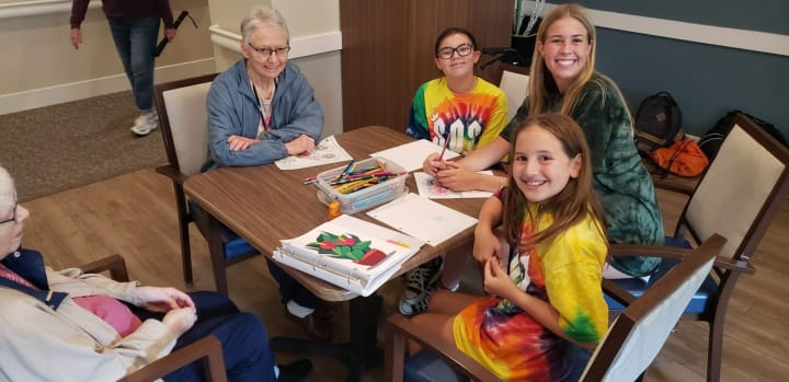 Cascade Creek Memory Care Summer of Service with school kids