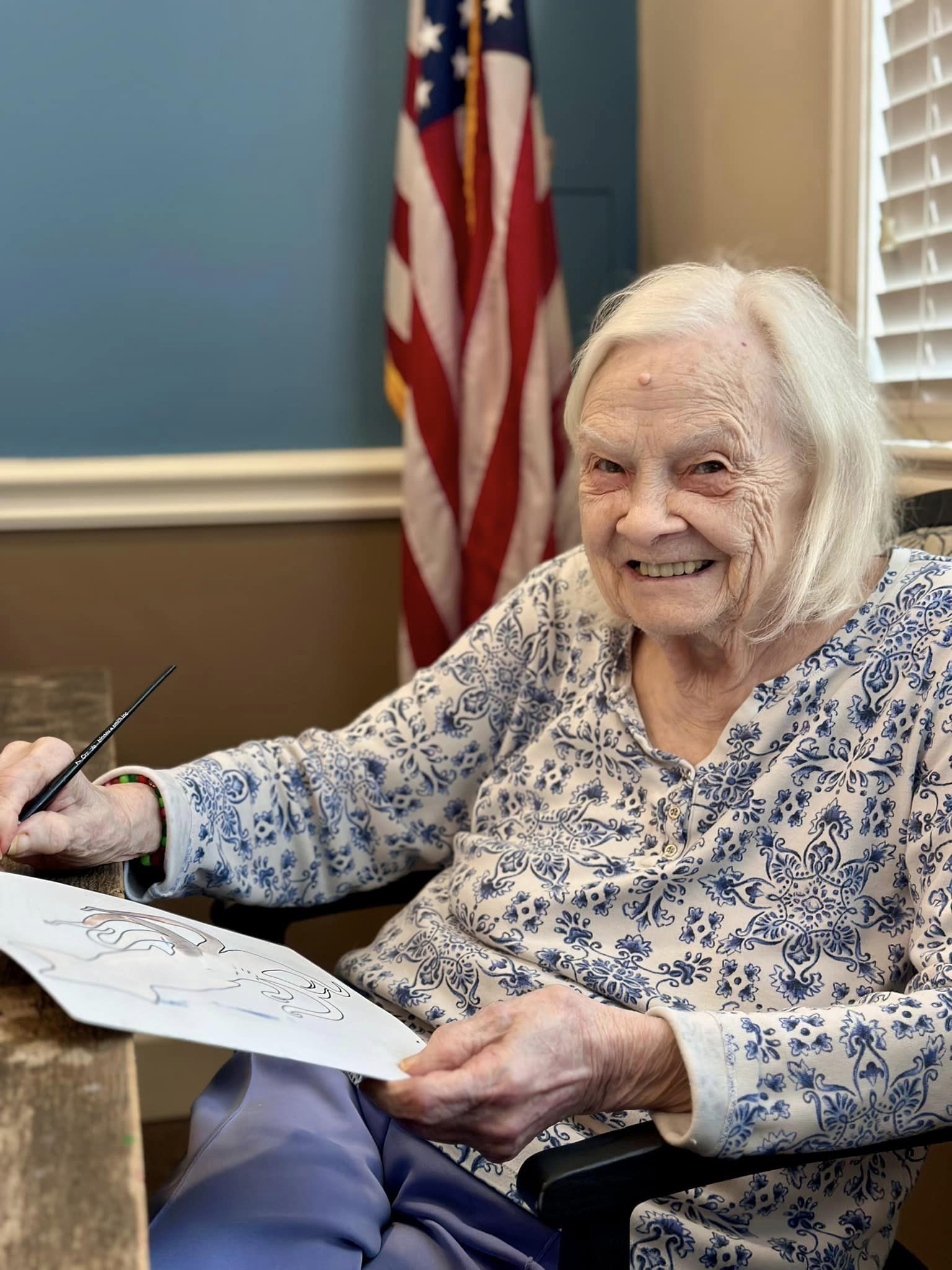 Churchill Place resident going an art project